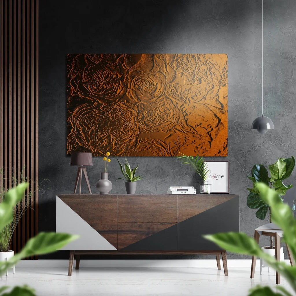 Golden Swirl Brushed Aluminium Dibond Wall Art | Insigneart USA | vintageantiquesgifts.com