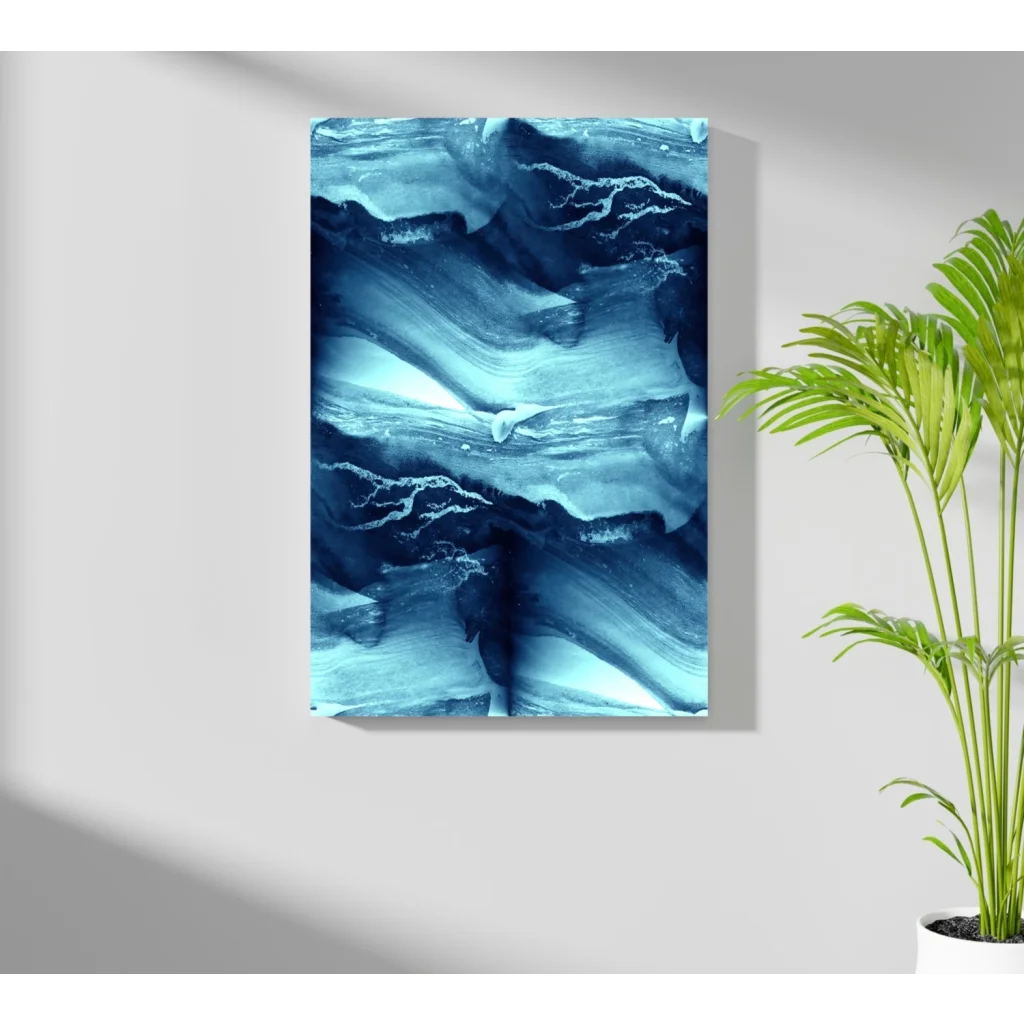 Stunning blue swirl insigne aluminum print with abstract canvas patterns