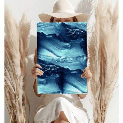 Stunning blue swirl insigne aluminum print with abstract oceanic swirls