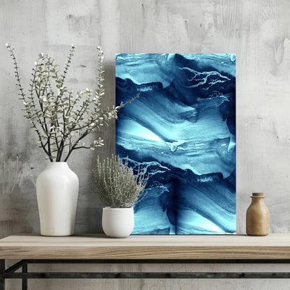 Stunning blue swirl insigne aluminum print with abstract navy cyan marble