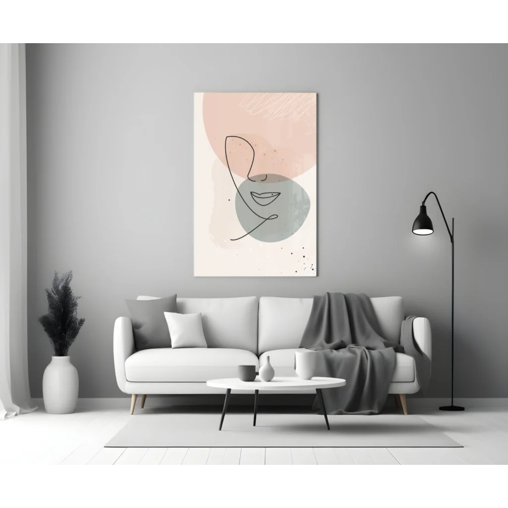 Blush Abstract Face Glass Wall Art Panel | Modern Wall Art Decor | vintageantiquesgifts.com