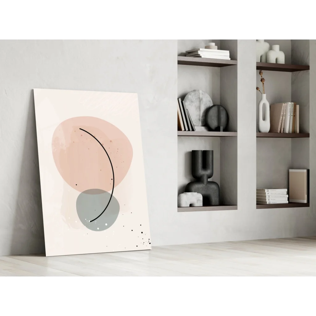 Blush Circle Abstract Glass Wall Art Panel with pink gray circles