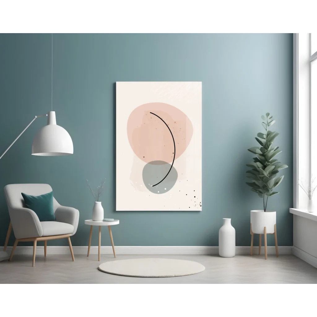 Blush Circle Abstract Glass Wall Art Panel | Contemporary Home Wall Art | vintageantiquesgifts.com