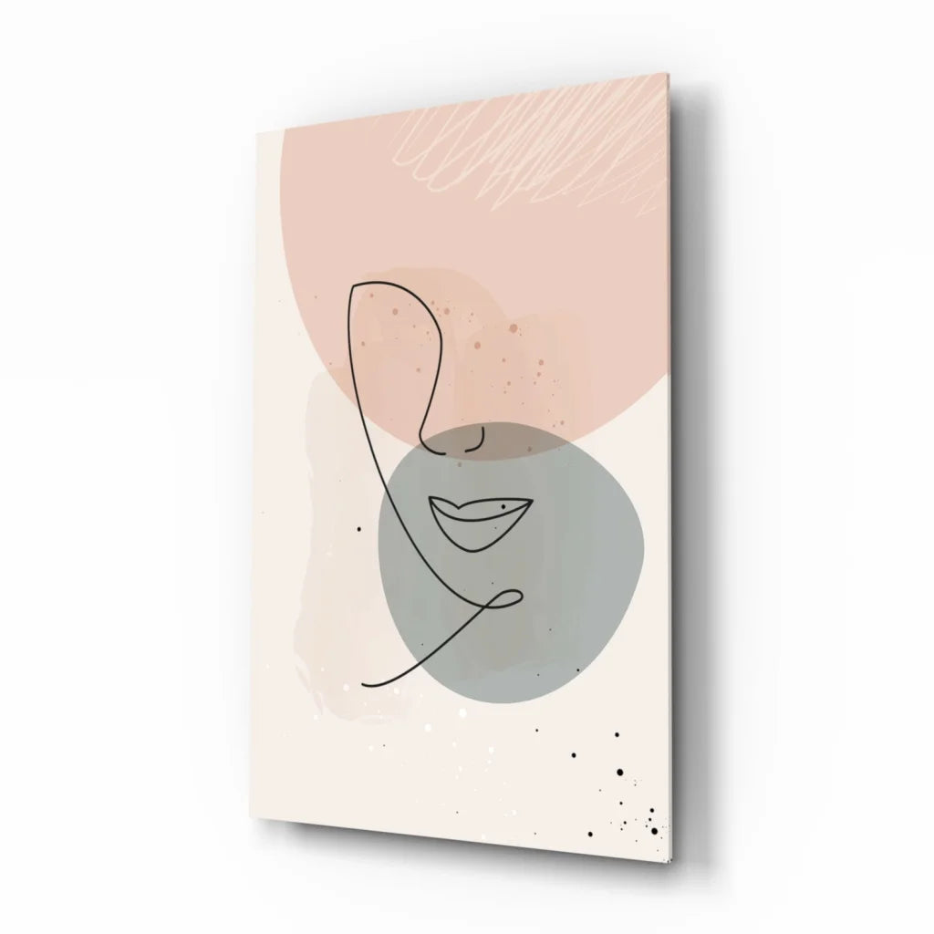 Blush Abstract Face Glass Wall Art Panel | Insigneart USA | vintageantiquesgifts.com