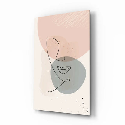 Blush Abstract Face Glass Wall Art Panel | Insigneart USA | vintageantiquesgifts.com