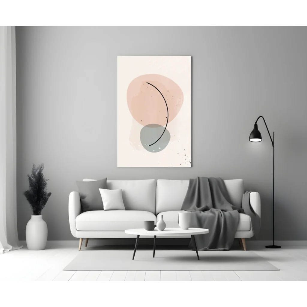 Blush Circle Abstract Glass Wall Art Panel | Modern Wall Art Decor | vintageantiquesgifts.com