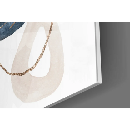 Beige watercolor abstract wall art with gold foil accents on white background