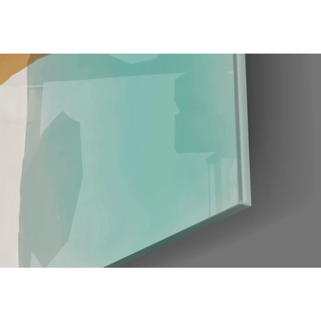 Stunning teal glass wall art panel in modern frame