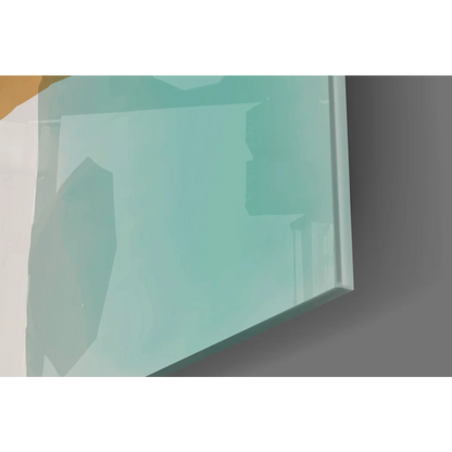 Stunning teal glass wall art panel in modern frame