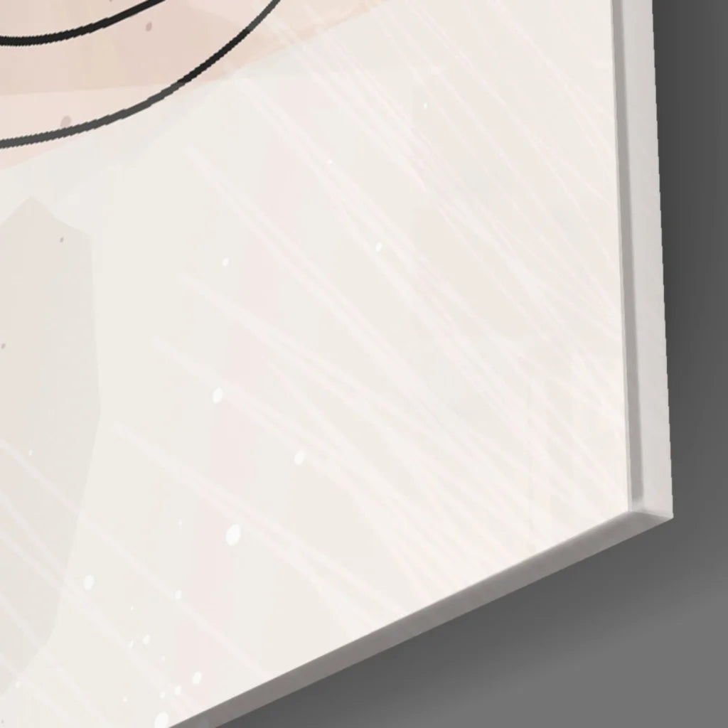 Golden minimalist face line art canvas wall art in soft off-white frame