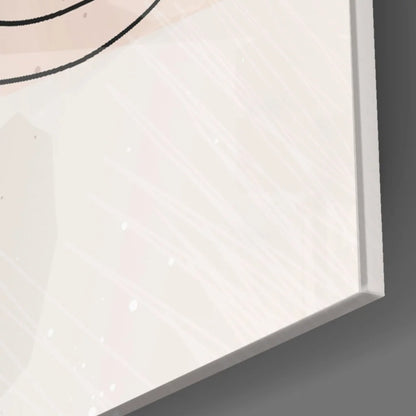 Golden minimalist face line art canvas wall art in soft off-white frame