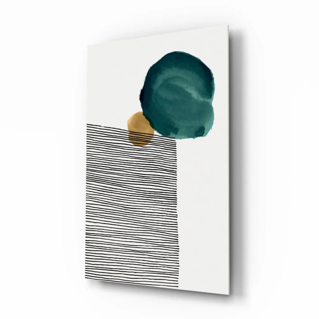 Teal Gold Circle Glass Wall Art with Bold Stripes | Insigneart USA | vintageantiquesgifts.com