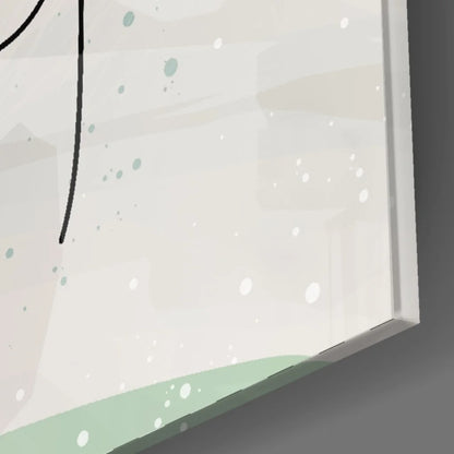 Minimalist monstera leaf glass wall art in soft pastel hues with speckles