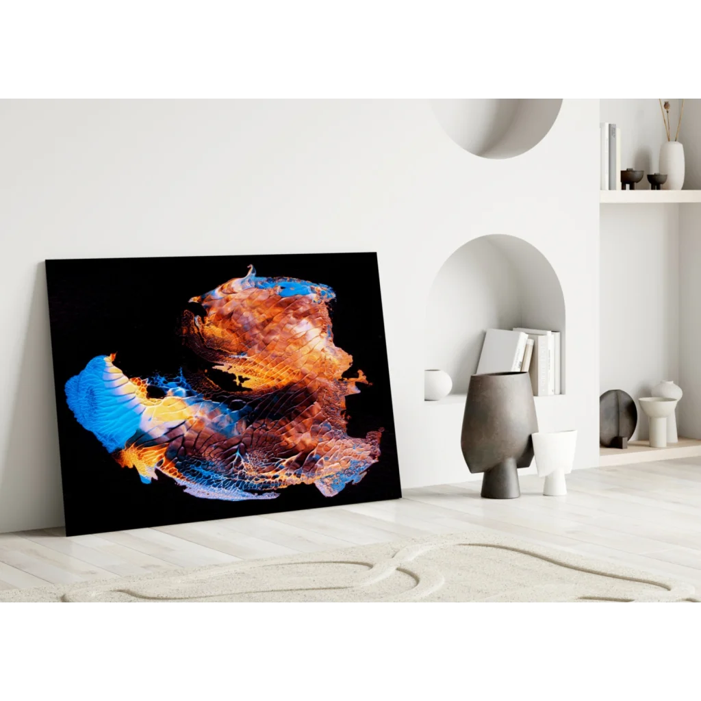 Swirling Fire and Ice Abstract Canvas Wall Art | Modern Wall Art Decor | vintageantiquesgifts.com