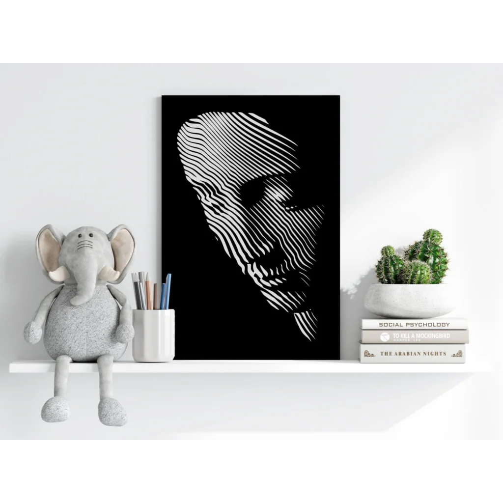 Bold white striped face on Insigne Aluminum Prints for home decor