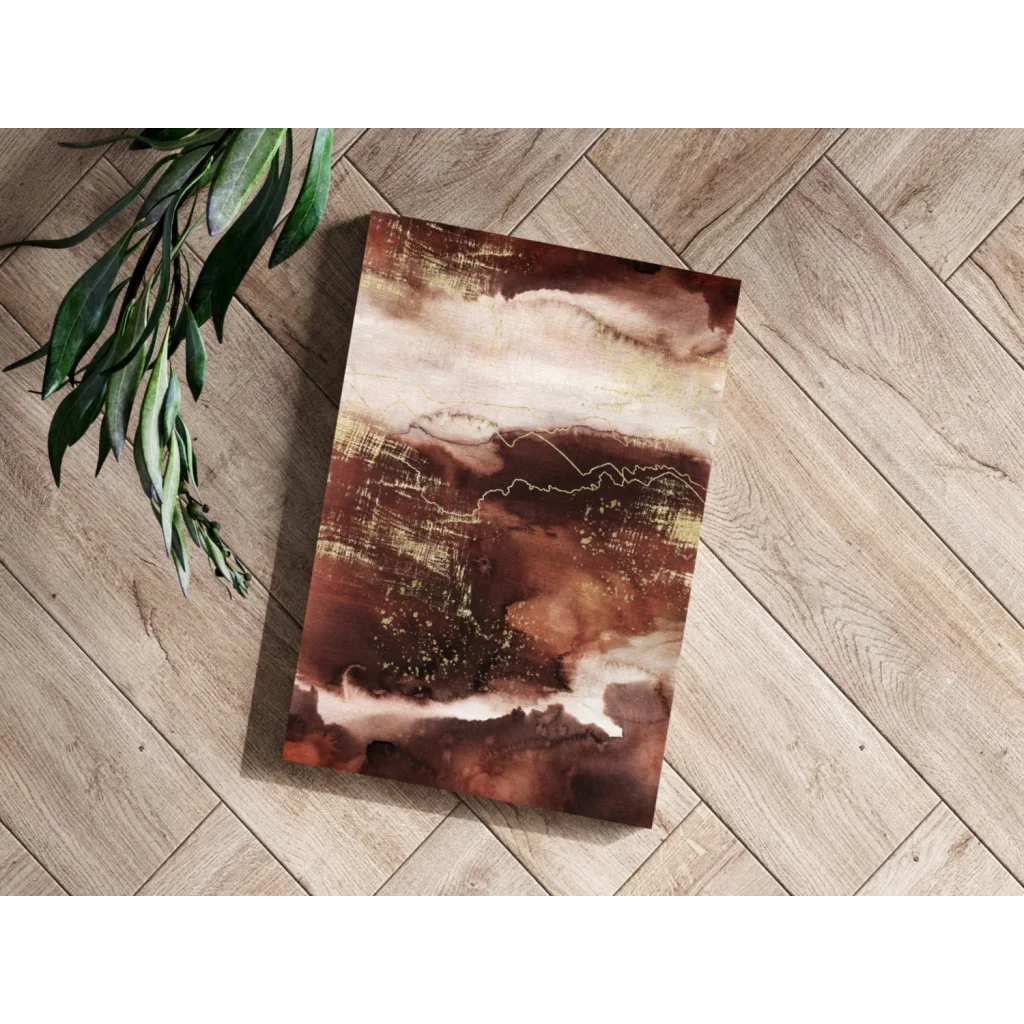 Brown and beige abstract art on insigne aluminum prints