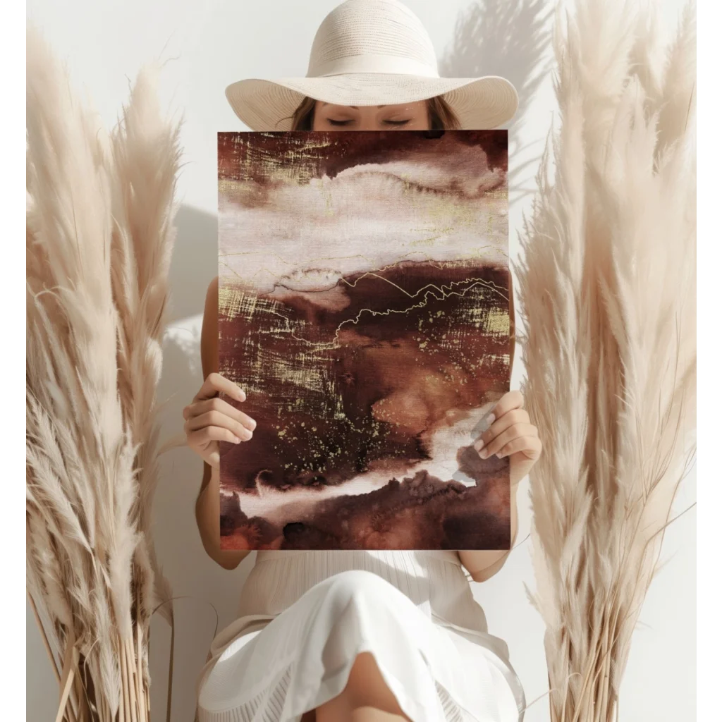 Stunning insigne aluminum prints with earthy abstract art in browns and beiges