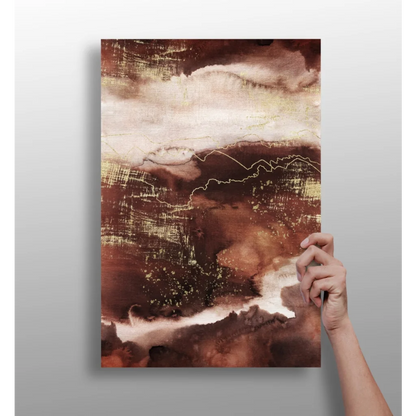 Stunning insigne aluminum prints with earthy abstract art in brown, cream, gold tones