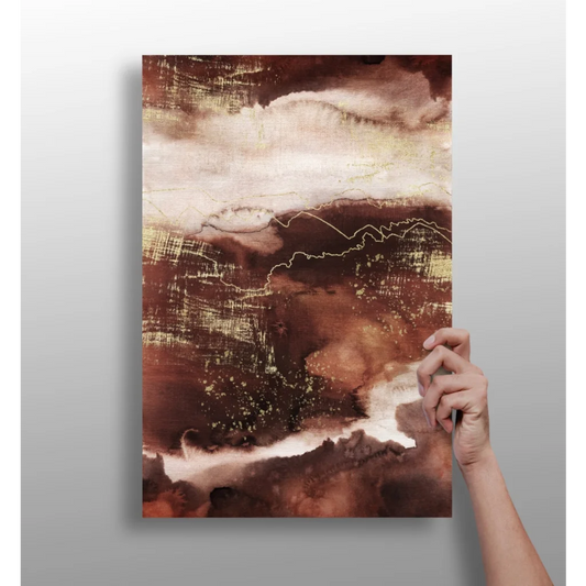 Stunning insigne aluminum prints with earthy abstract art in brown, cream, gold tones