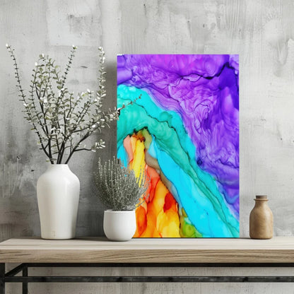 Vibrant abstract Swirling Color Insigne aluminum print on canvas