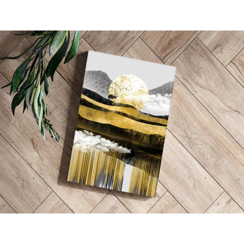 Insigne Aluminum Prints Golden Sun Abstract Landscape Canvas | Modern Wall Art Decor | vintageantiquesgifts.com
