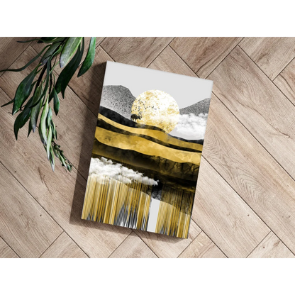 Insigne Aluminum Prints Golden Sun Abstract Landscape Canvas | Modern Wall Art Decor | vintageantiquesgifts.com