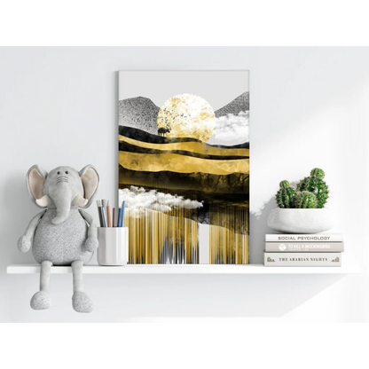 Golden sun abstract landscape on Insigne aluminum prints
