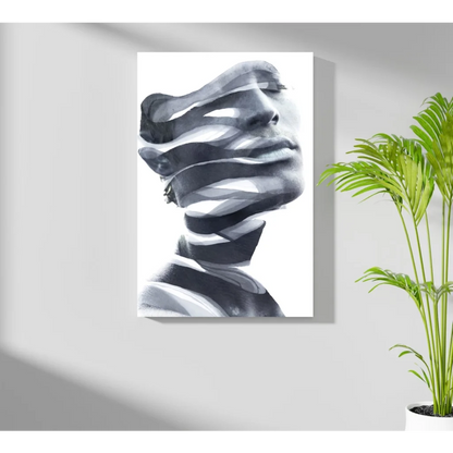Black and white flowing face on insigne aluminum prints