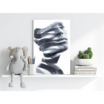 Black and white flowing face on insigne aluminum prints