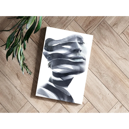 Black and white flowing face insigne aluminum print portrait