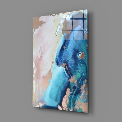 Stunning swirled glass wall art with blues, pinks, copper shimmer