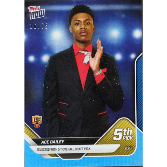 Ace Bailey Topps Now Basketball Card with Authentication showing a trading card image