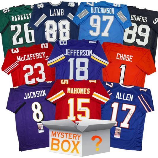 Active Pro Bowler Autographed/Signed Football Jersey Mystery Box with PSA JSA or Beckett COA | Hall of Fame Sports Memorabilia | vintageantiquesgifts.com