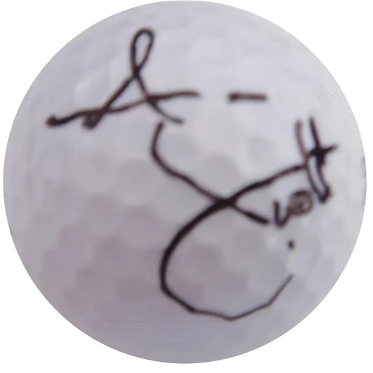 Adam Scott autographed golf ball with black signature on white ball