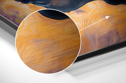 Close-up front view of wooden pipe cross-section with white circular outline and directional arrow on warm wood grain surface.