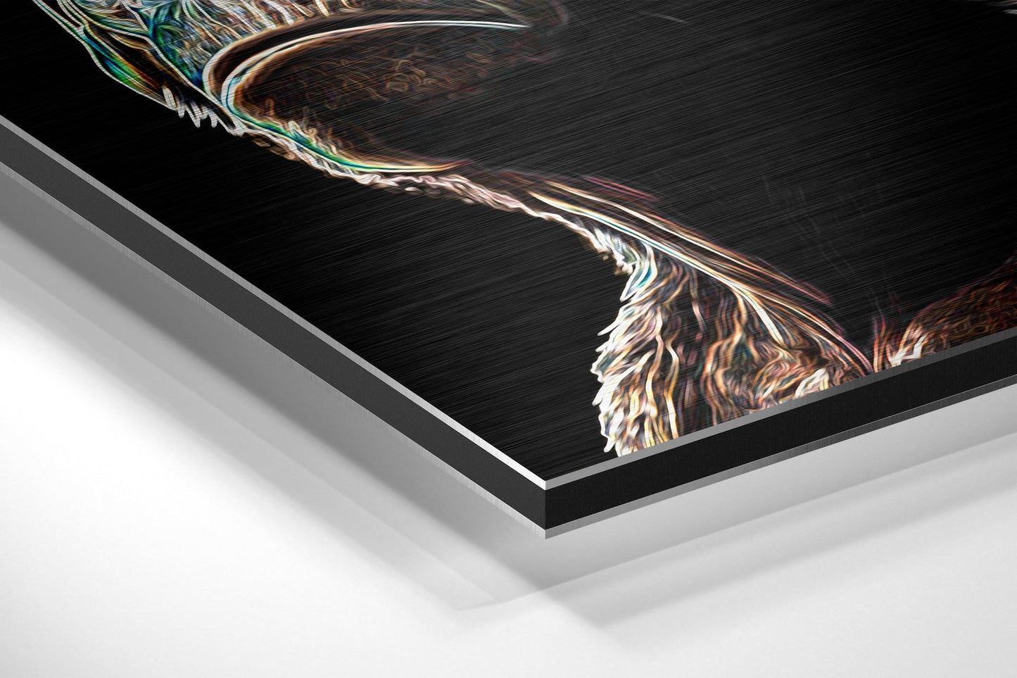 Neon Outline Glowing Chimp Trio Brushed Aluminum Dibond Wall Art