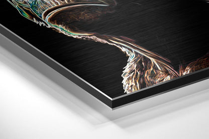 Neon Outline Glowing Chimp Trio Brushed Aluminum Dibond Wall Art