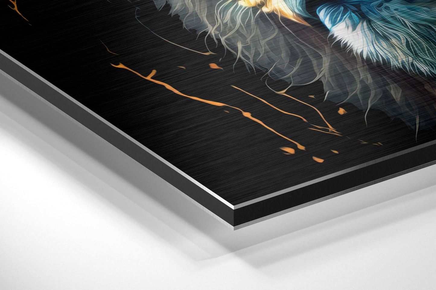 Colorful Streak Lion Profile Brushed Aluminum Dibond Wall Art