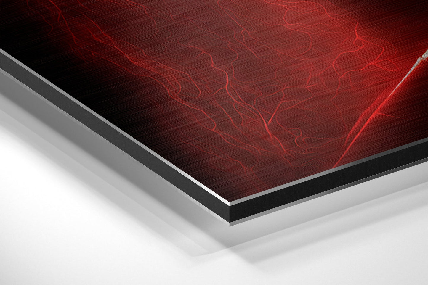 Crimson Glow Cracked Warrior Face Brushed Aluminum Dibond Wall Art