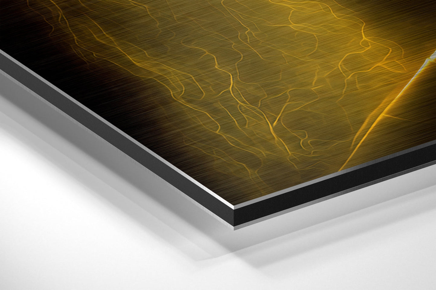 Golden Aura Etched Fighter Face Brushed Aluminum Dibond Wall Art