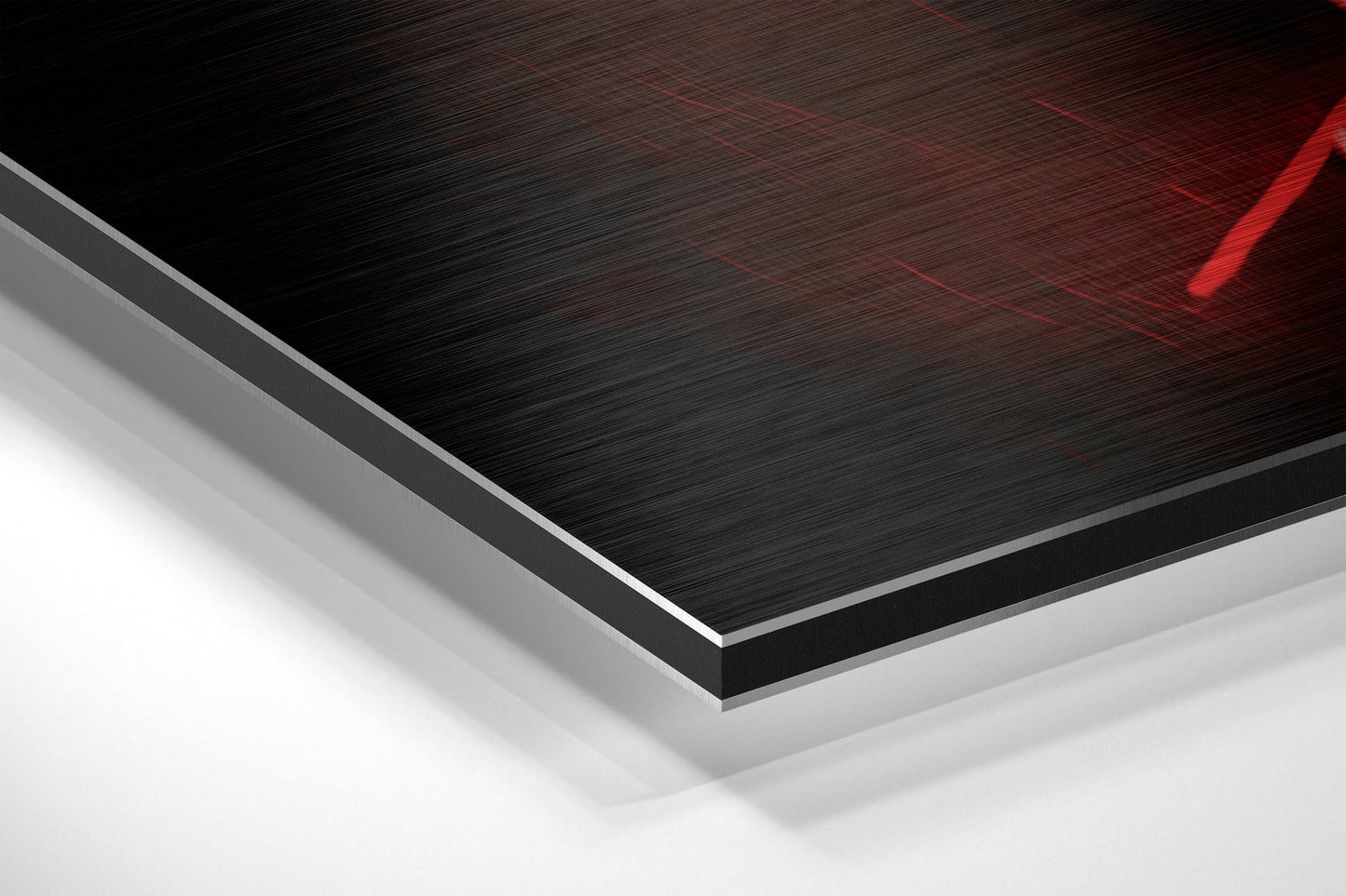 Red Rim Light Fierce Boxer Stare Brushed Aluminum Dibond Wall Art