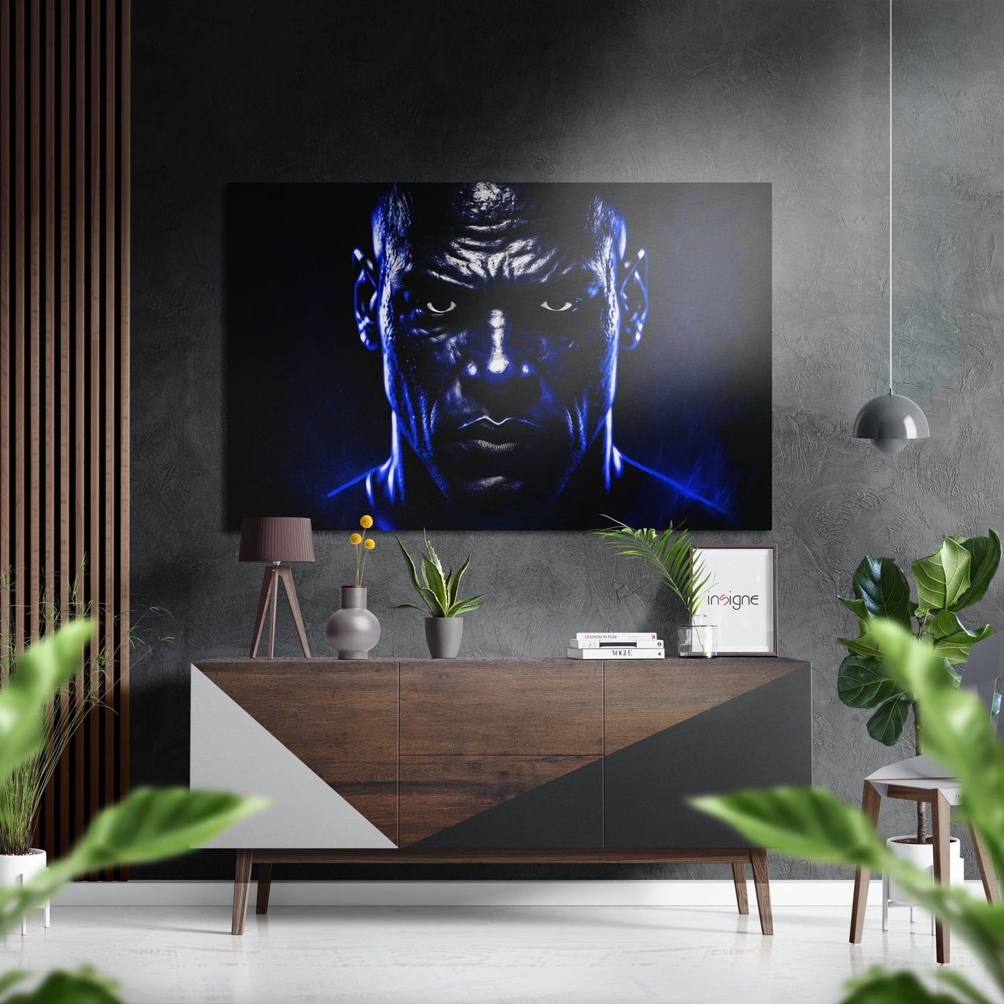 Sapphire Rim Light Boxer Stare Brushed Aluminum Dibond Wall Art