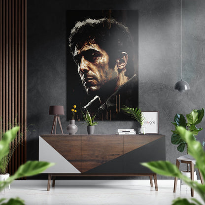 Golden Light Cigar Man Profile Brushed Aluminum Dibond Wall Art