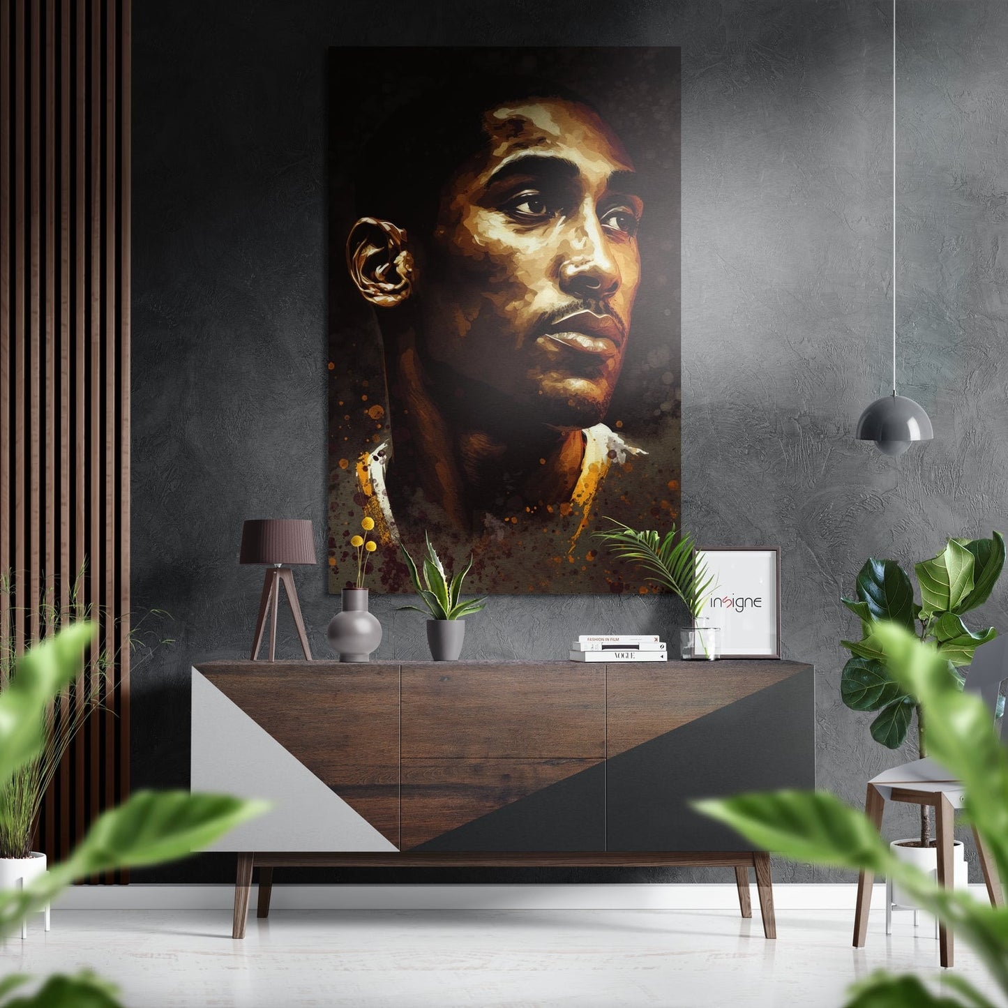 Golden Light Basketball Portrait Brushed Aluminum Dibond Wall Art