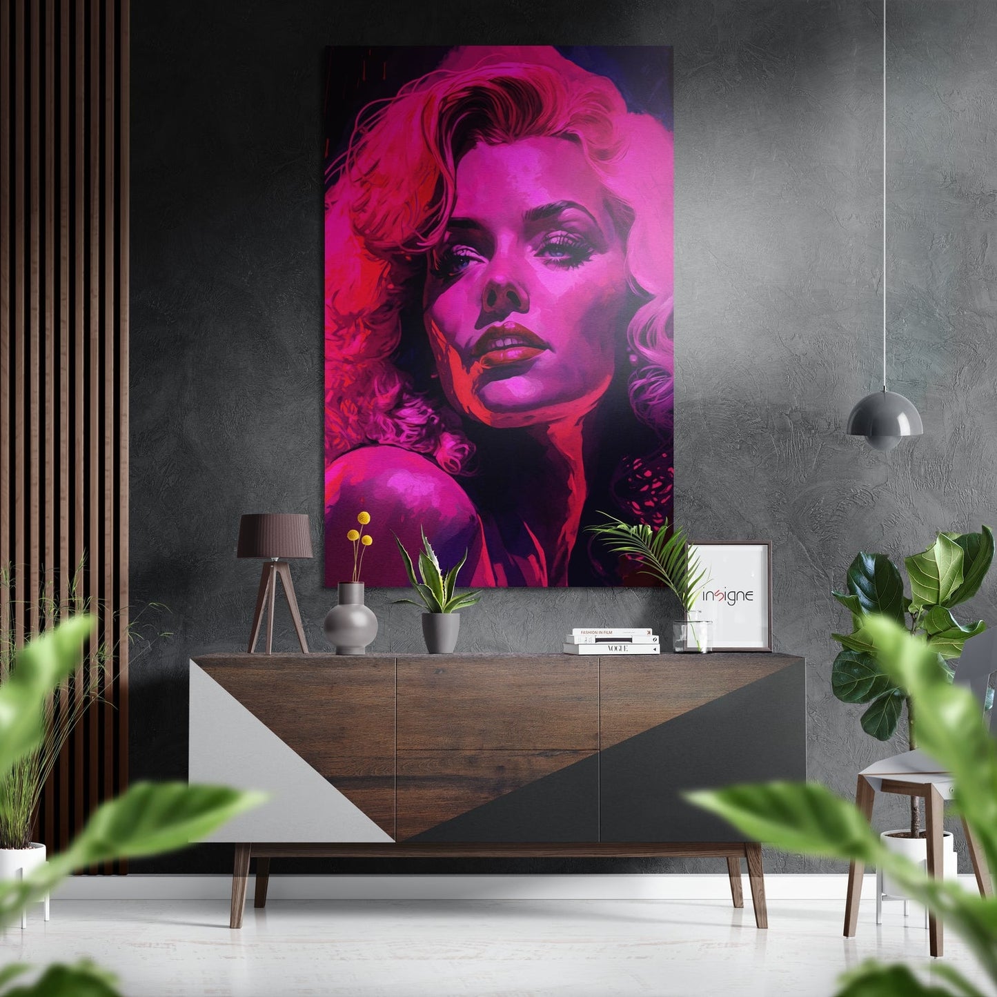Magenta Painted Blonde Icon Brushed Aluminum Dibond Wall Art