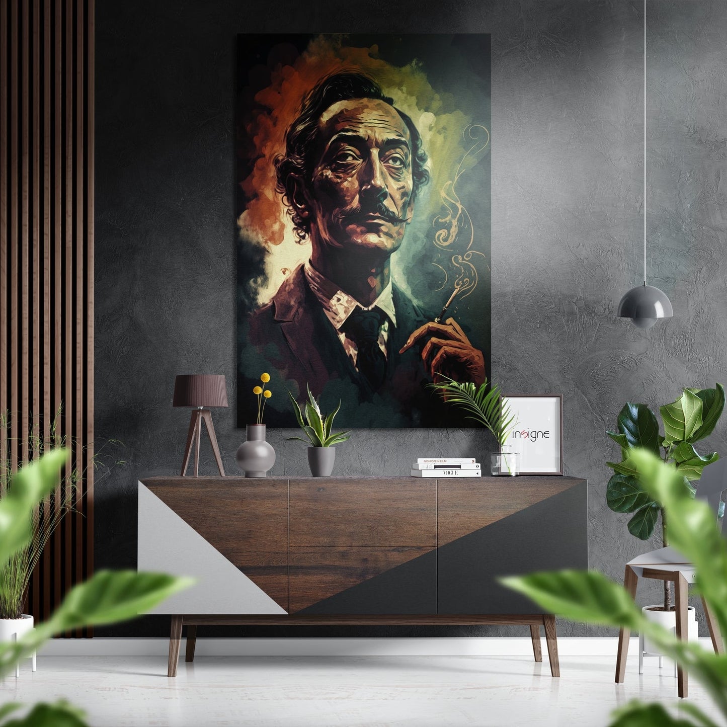 Smoking Pipe Mustache Man Brushed Aluminum Dibond Wall Art