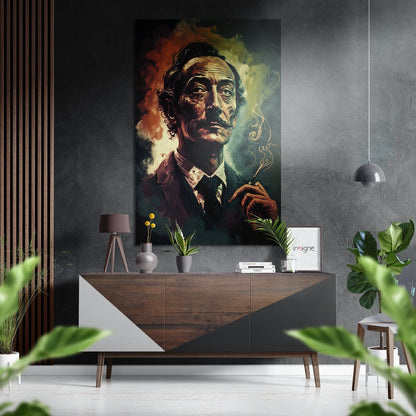 Smoking Pipe Mustache Man Brushed Aluminum Dibond Wall Art