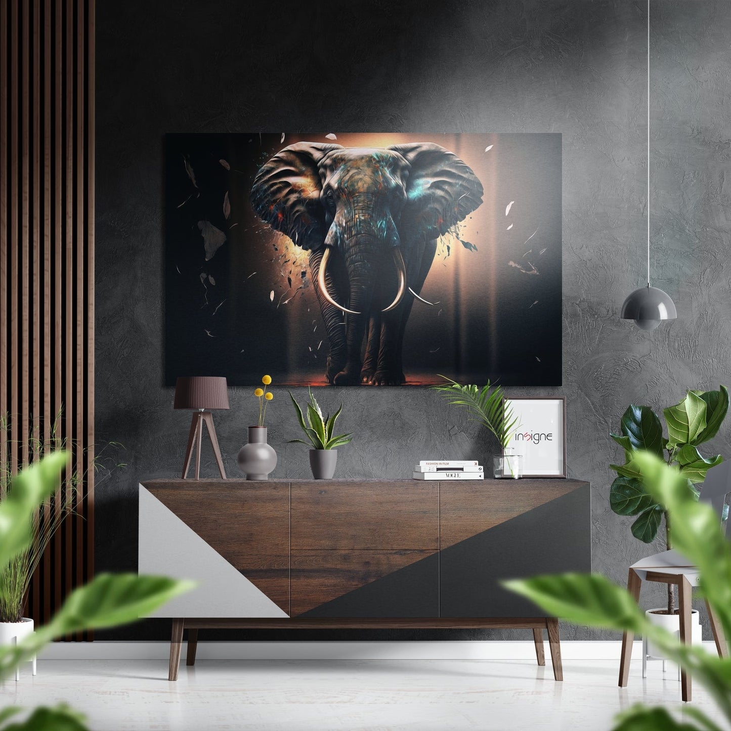 Backlit Shattered Fragments Front Elephant Brushed Aluminum Dibond Wall Art