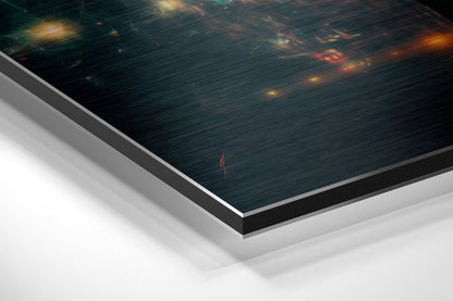 Glowing City Skyline Bokeh Elephant Brushed Aluminum Dibond Wall Art