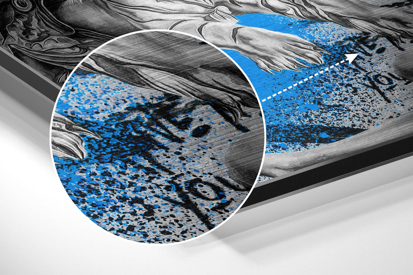 Blue Graffiti Tiger Collage Portrait Brushed Aluminum Dibond Wall Art